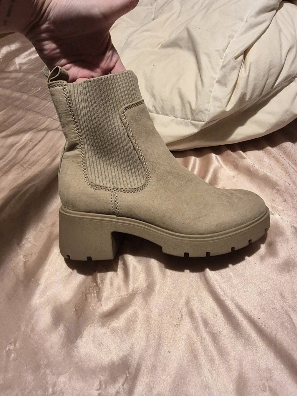 No Boundaries Chunky Chelsea Ankle Boot in Taupe